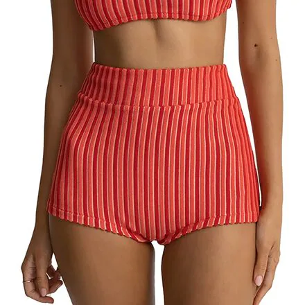 Terry Sands Stripe Surf Bikini Bottom Short - Women's