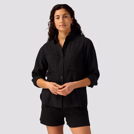 Cotton Gauze Long-Sleeve Button-Down - Women's