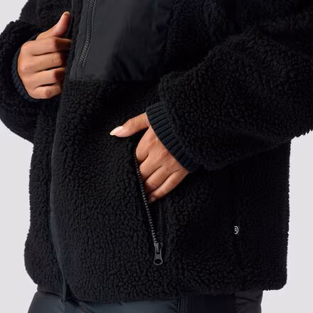 Mixed Fabric Fleece Jacket - Women's