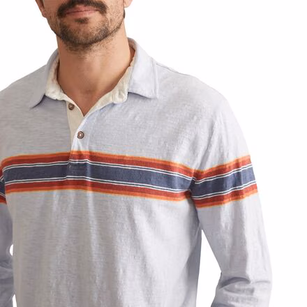 Nirvana Heavy Slub Stripe Long-Sleeve Rugby Polo - Men's