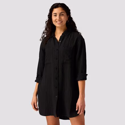 Long Cotton Gauze Long-Sleeve Button-Down - Women's