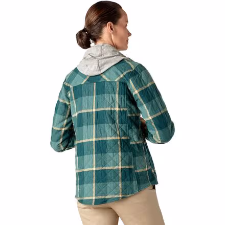 Hooded Flannel Shirt Jacket - Women's