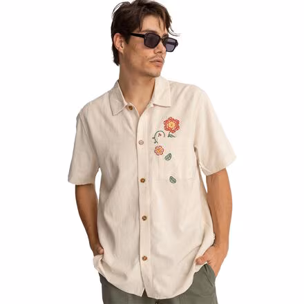 Flower Embroidery Short-Sleeve Shirt - Men's
