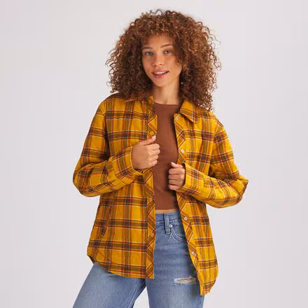 Quilted Boyfriend Plaid Shirt Jacket - Women's