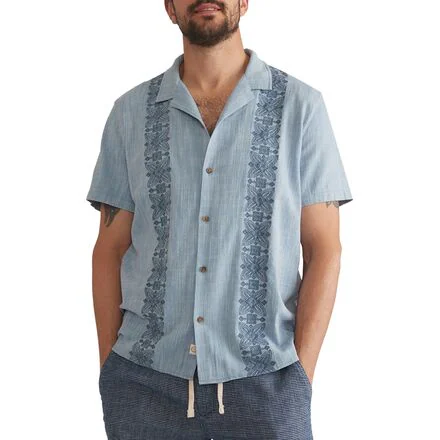 Embroidered Stretch Selvage Short-Sleeve Shirt- Men's