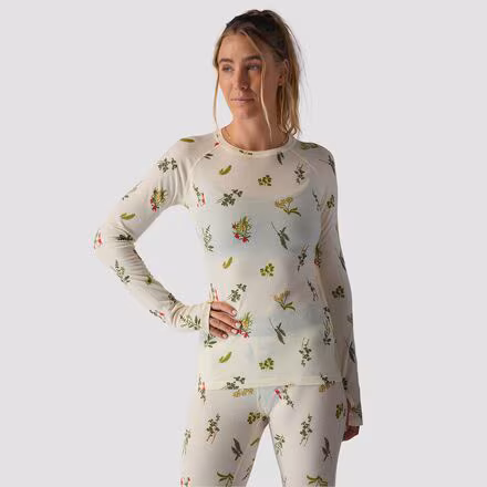 Spruces Print Lightweight Merino Crew - Women's