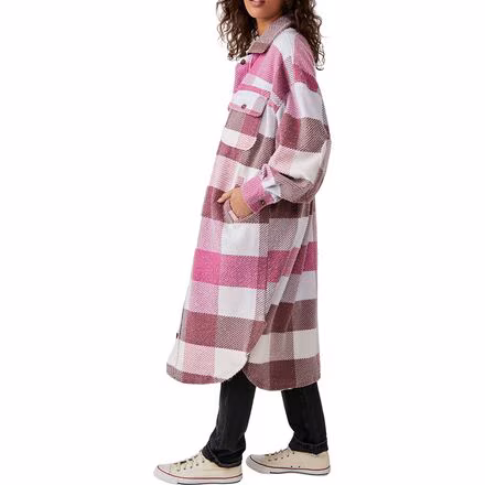 Plaid Long Ruby Coat - Women's