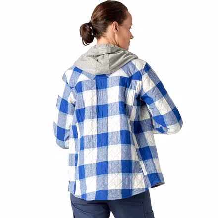 Hooded Flannel Shirt Jacket - Women's