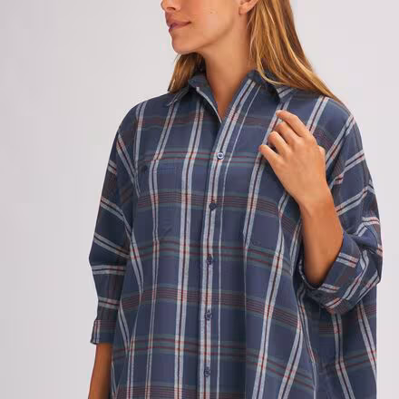 Plaid Flannel Shirt Dress - Women's