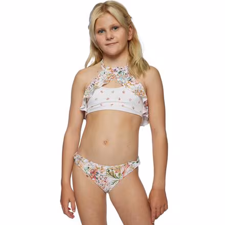 Arden Floral Ruffle High Neck Swim Set - Girls'