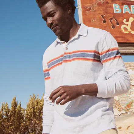 Nirvana Heavy Slub Stripe Long-Sleeve Rugby Polo - Men's