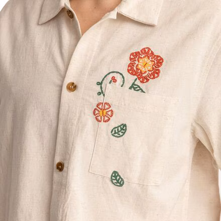 Flower Embroidery Short-Sleeve Shirt - Men's