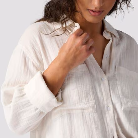 Long Cotton Gauze Long-Sleeve Button-Down - Women's