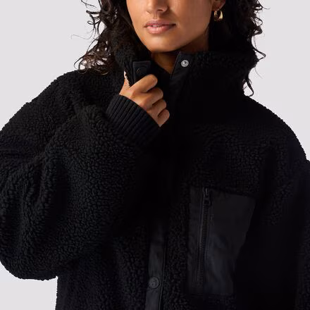 Mixed Fabric Fleece Jacket - Women's