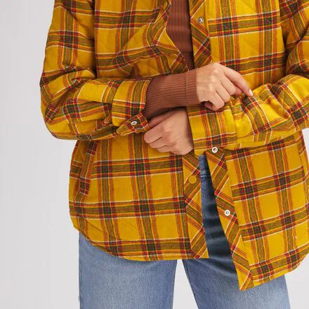 Quilted Boyfriend Plaid Shirt Jacket - Women's