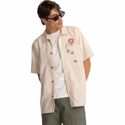 Flower Embroidery Short-Sleeve Shirt - Men's