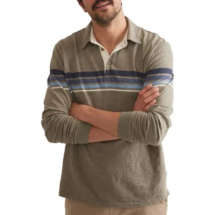 Nirvana Heavy Slub Stripe Long-Sleeve Rugby Polo - Men's