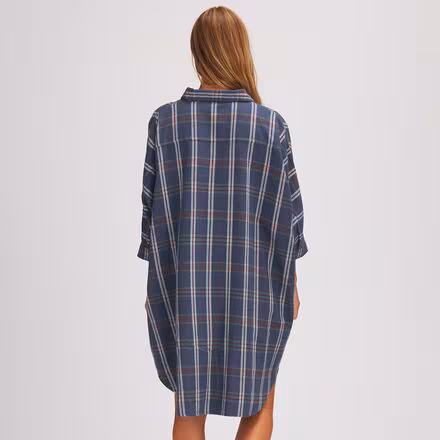 Plaid Flannel Shirt Dress - Women's