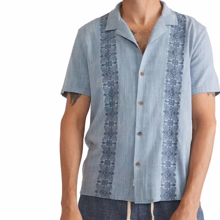 Embroidered Stretch Selvage Short-Sleeve Shirt- Men's