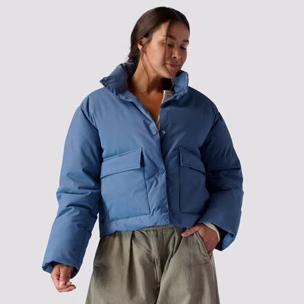 Cropped Boxy Snap Front Puffer - Women's