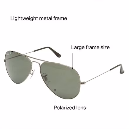 Aviator Large Metal Polarized Sunglasses