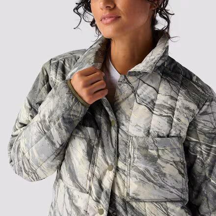 Oakbury Print Synthetic Quilted Shirt Jacket- Women's