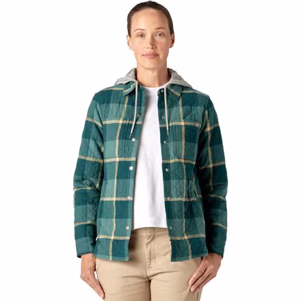 Hooded Flannel Shirt Jacket - Women's