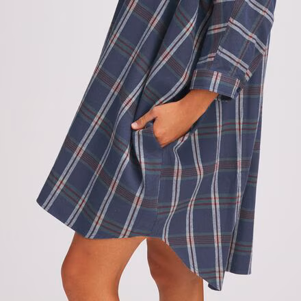 Plaid Flannel Shirt Dress - Women's