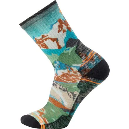 Hike Light Cushion Alpine Trail Print Crew Sock