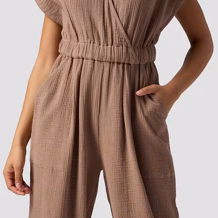 Sleeveless Cotton Gauze Jumpsuit - Women's