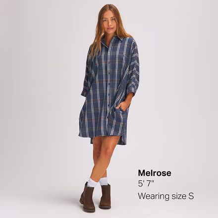 Plaid Flannel Shirt Dress - Women's