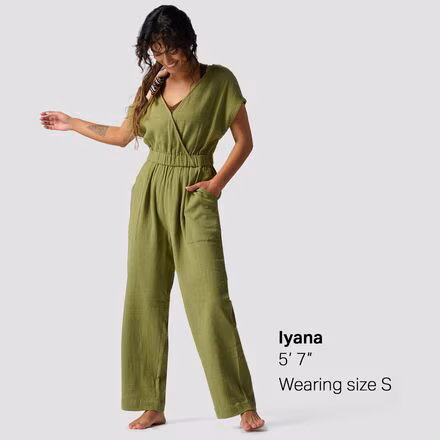 Sleeveless Cotton Gauze Jumpsuit - Women's