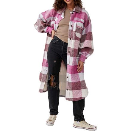 Plaid Long Ruby Coat - Women's