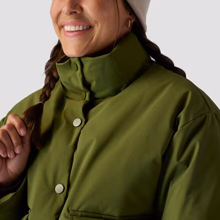 Cropped Boxy Snap Front Puffer - Women's
