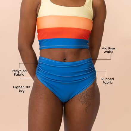 High Leg Ruched Bikini Bottom - Women's