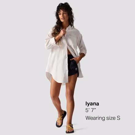 Long Cotton Gauze Long-Sleeve Button-Down - Women's