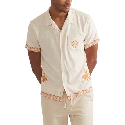Short-Sleeve Placed Embroidery Resort Shirt - Men's