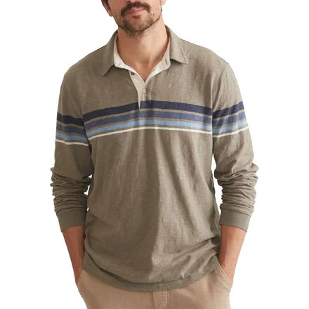 Nirvana Heavy Slub Stripe Long-Sleeve Rugby Polo - Men's