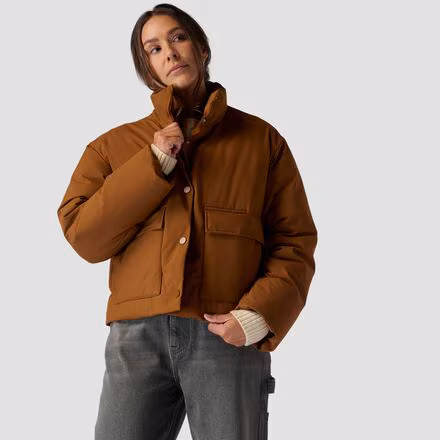 Cropped Boxy Snap Front Puffer - Women's