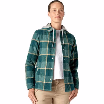 Hooded Flannel Shirt Jacket - Women's