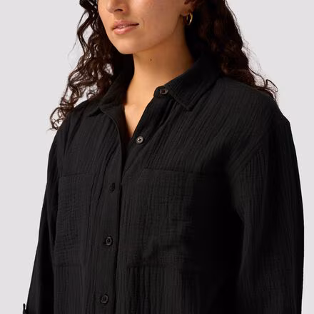 Long Cotton Gauze Long-Sleeve Button-Down - Women's