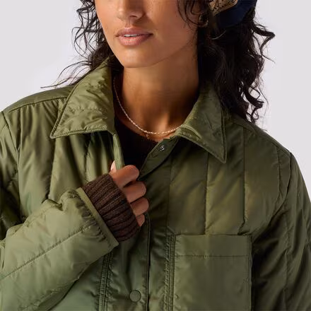 Oakbury Synthetic Quilted Shirt Jacket- Women's
