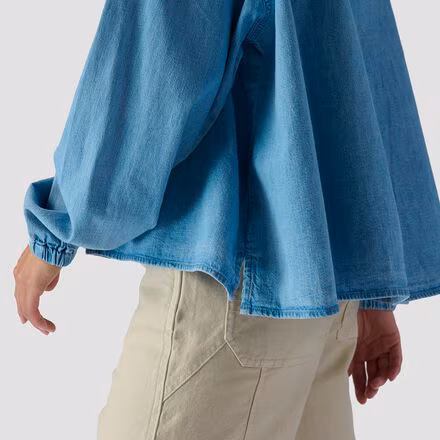 Ruffle Collar Denim Shirt - Women's