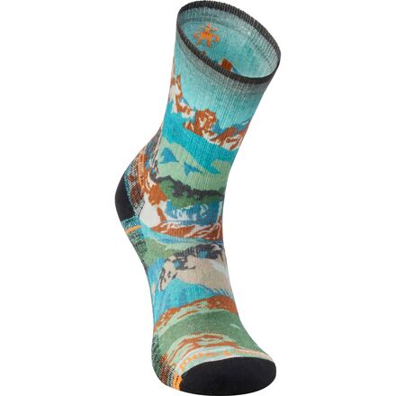 Hike Light Cushion Alpine Trail Print Crew Sock