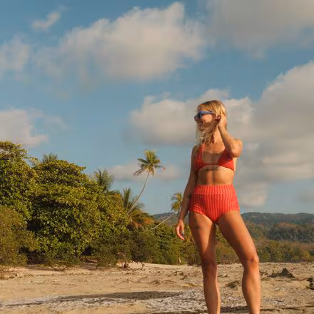 Terry Sands Stripe Surf Bikini Bottom Short - Women's