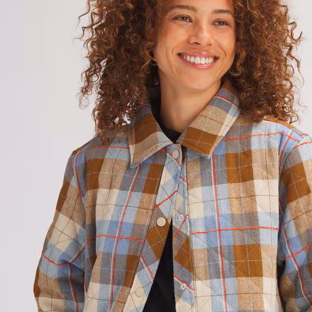 Quilted Boyfriend Plaid Shirt Jacket - Women's