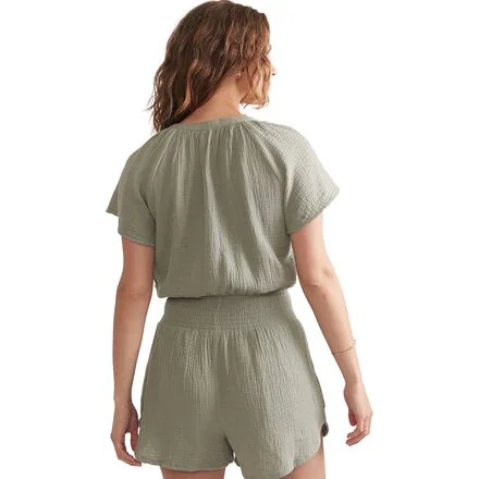 Short-Sleeve Double Cloth Romper - Women's