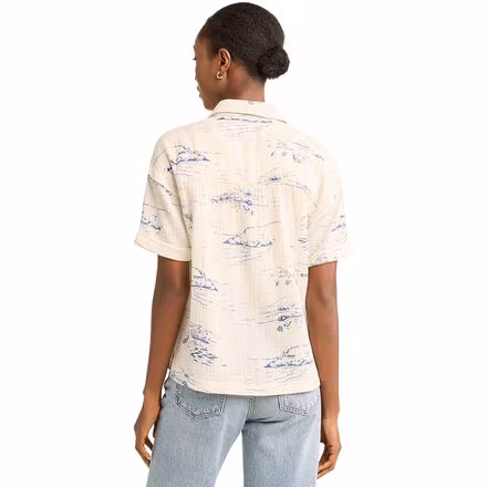 Button-Up Cotton Gauze Short-Sleeve Shirt - Women's
