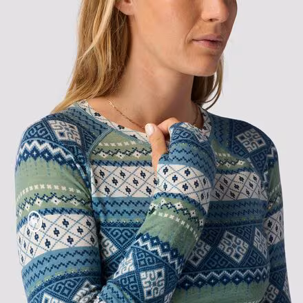 Spruces Print Lightweight Merino Crew - Women's
