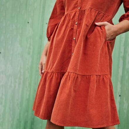 Scouter Cord Tiered Long-Sleeve Dress - Women's